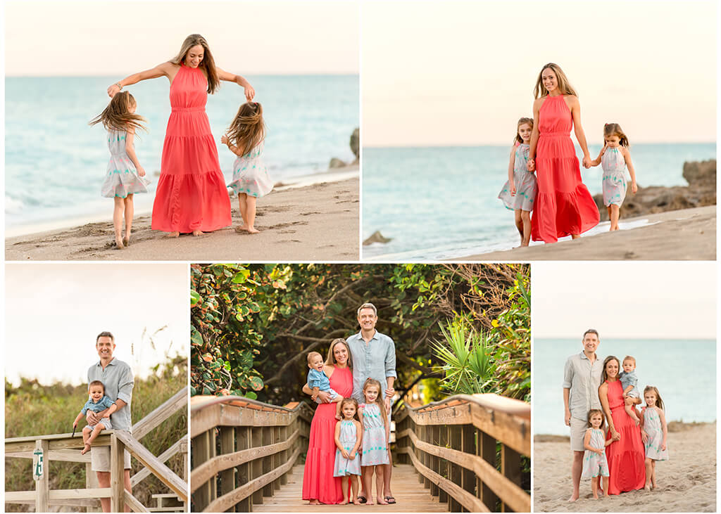 Sweet family Photography: parents and kids having fun during a beach photography session at Coral Cove in Jupiter Florida